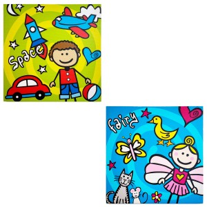 CUADRO DECORATIVO LIENZO DISEÑO INFANTIL DIBUJOS 28X28CM
