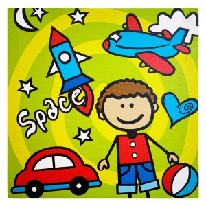 CUADRO DECORATIVO LIENZO DISEÑO INFANTIL DIBUJOS 28X28CM