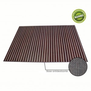 Alfombra de bambú natural color Nogal con Lineas Crema , de Hogar y Mas