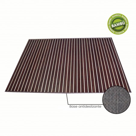 Tappeto in bamboo naturale colore Noce con Linee di Crema , Casa e altro ancora
