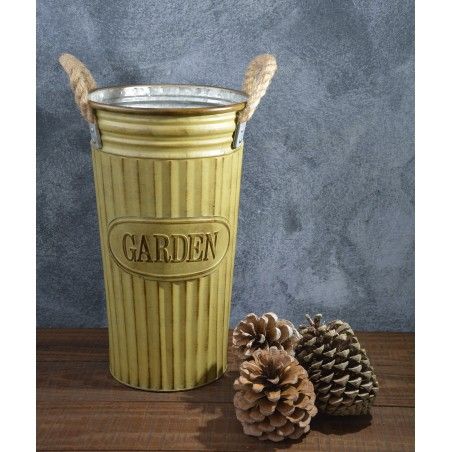 Jarrón Garden Vintage, color pátina en Albero, asas de Sisal Natural.