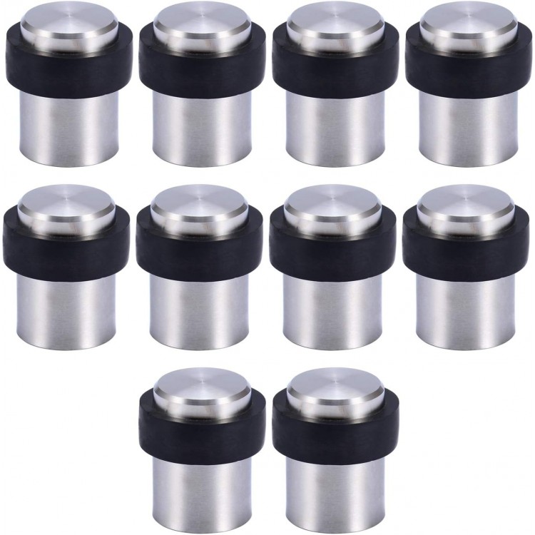 10 Uds. Tope de Puerta para Suelo Acero Inoxidable con Goma - Altura 45 mm