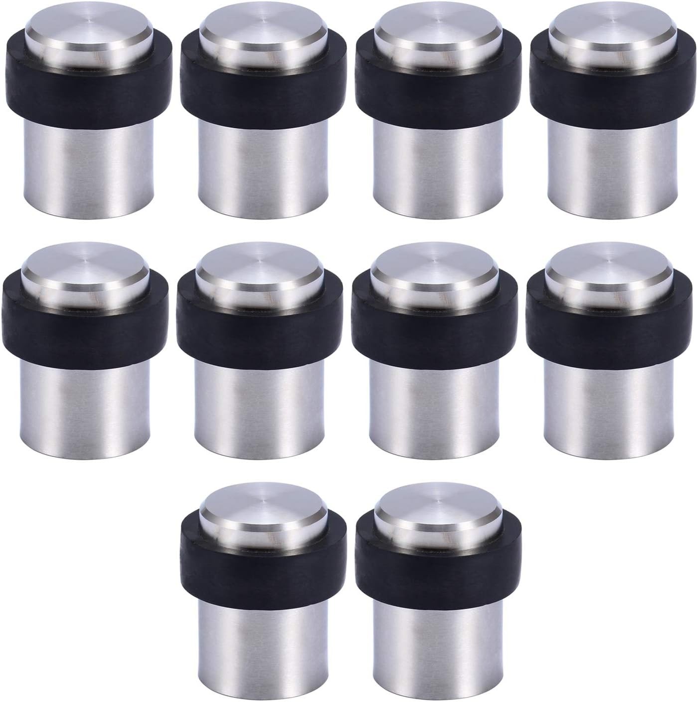 10 Uds. Tope de Puerta para Suelo Acero Inoxidable con Goma - Altura 45 mm