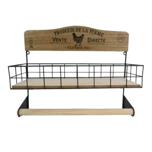 ESTANTERIA COLGANTE CON PORTARROLLOS COCINA FARM 34X13CM