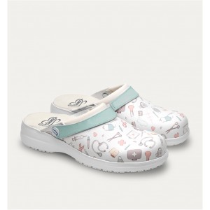 ZUECOS SANITARIOS ILUSTRACIONES BLANCO. TALLA 39