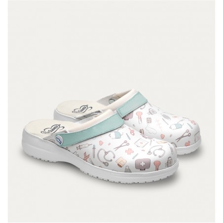 ZUECOS SANITARIOS ILUSTRACIONES BLANCO. TALLA 39