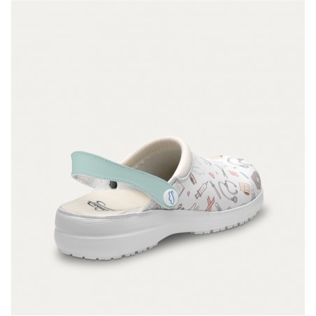 ZUECOS SANITARIOS ILUSTRACIONES BLANCO. TALLA 39