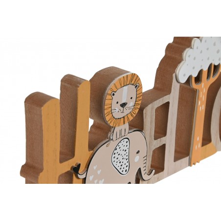 DECORACIÓN MESA INFANTIL ANIMALES HELLO MDF 30X2X12CM