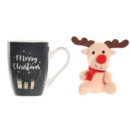 TAZA DESAYUNO NAVIDEÑA CON RENO PELUCHE 36CL