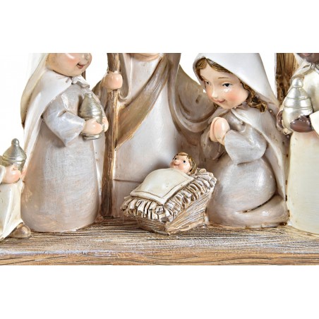 PORTAL DE BELÉN NACIMIENTO RESINA PEACE MARRÓN 17X7X15,5CM