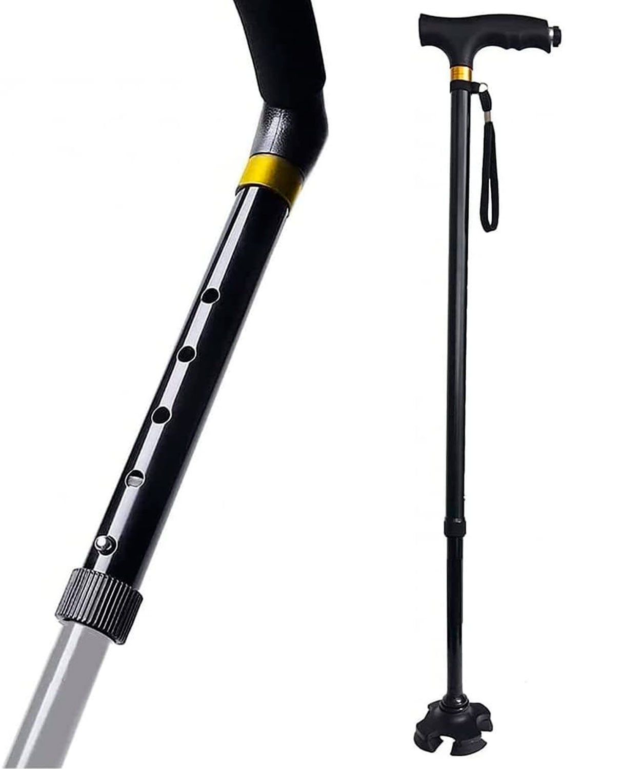 BASTÓN PERSONAS MAYORES EXTENSIBLE ALUMINIO LUZ LED TOBILLO BIÓNICO ANTIDESLIZANTE 75/100CM