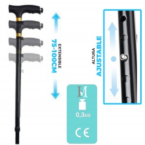 BASTÓN PERSONAS MAYORES EXTENSIBLE ALUMINIO LUZ LED TOBILLO BIÓNICO ANTIDESLIZANTE 75/100CM