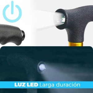 BASTÓN PERSONAS MAYORES EXTENSIBLE ALUMINIO LUZ LED TOBILLO BIÓNICO ANTIDESLIZANTE 75/100CM