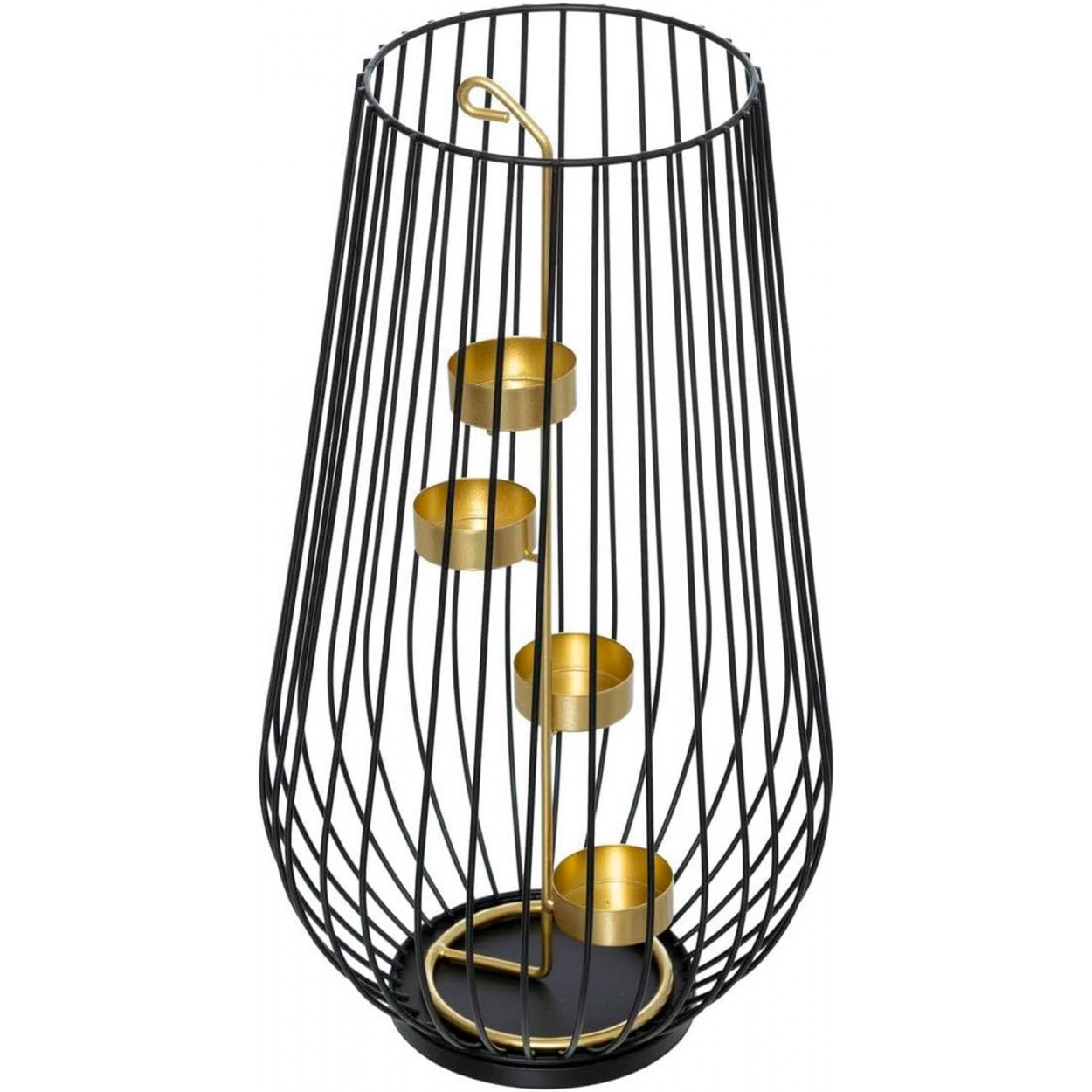 CANDELABRO PORTAVELAS METÁLICO CHIC NEGRO Y DORADO 20X35CM