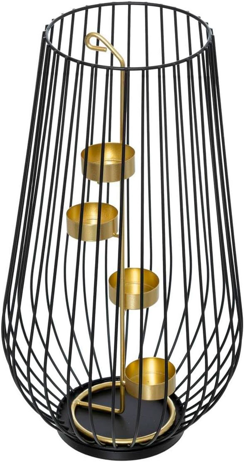 CANDELABRO PORTAVELAS METÁLICO CHIC NEGRO Y DORADO 20X35CM