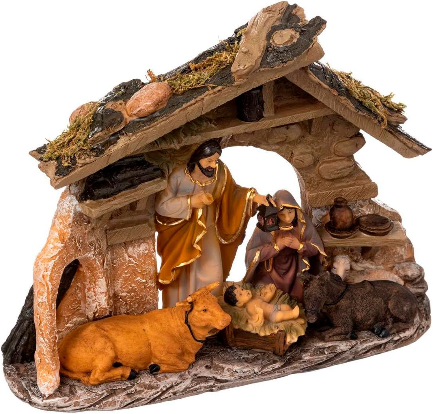 PORTAL DE BELÉN NACIMIENTO RESINA PESEBRE 30X22CM