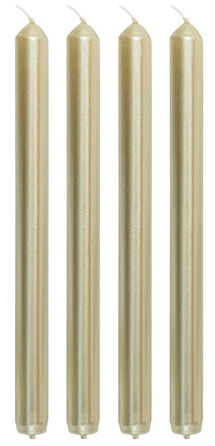 VELA CANDELABRO CÓNICAS NAVIDEÑA 25CM SET 4 ORO LISO