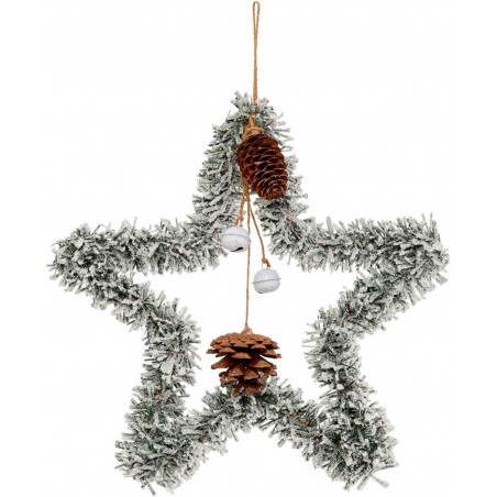 DECORACIÓN COLGANTE ESTRELLA PIÑA Y CASCABEL 27X27X6CM