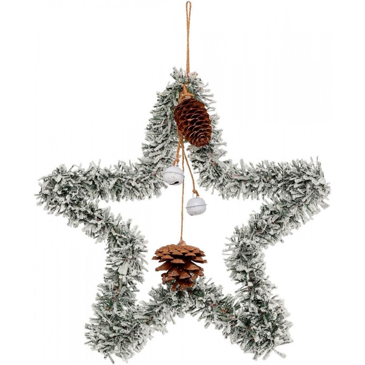 DECORACIÓN COLGANTE ESTRELLA PIÑA Y CASCABEL 27X27X6CM
