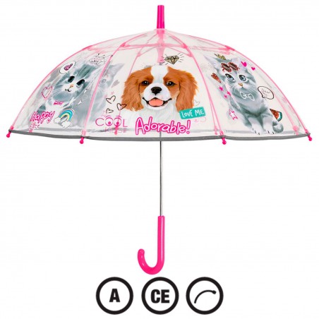 PARAGUAS INFANTIL MANUAL TRANSPARENTE DOG Ø74CM