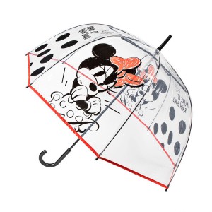 PARAGUAS LARGO MUJER JUVENIL AUTOMÁTICO CÚPULA TRANSPARENTE RATONCITA Ø94CM