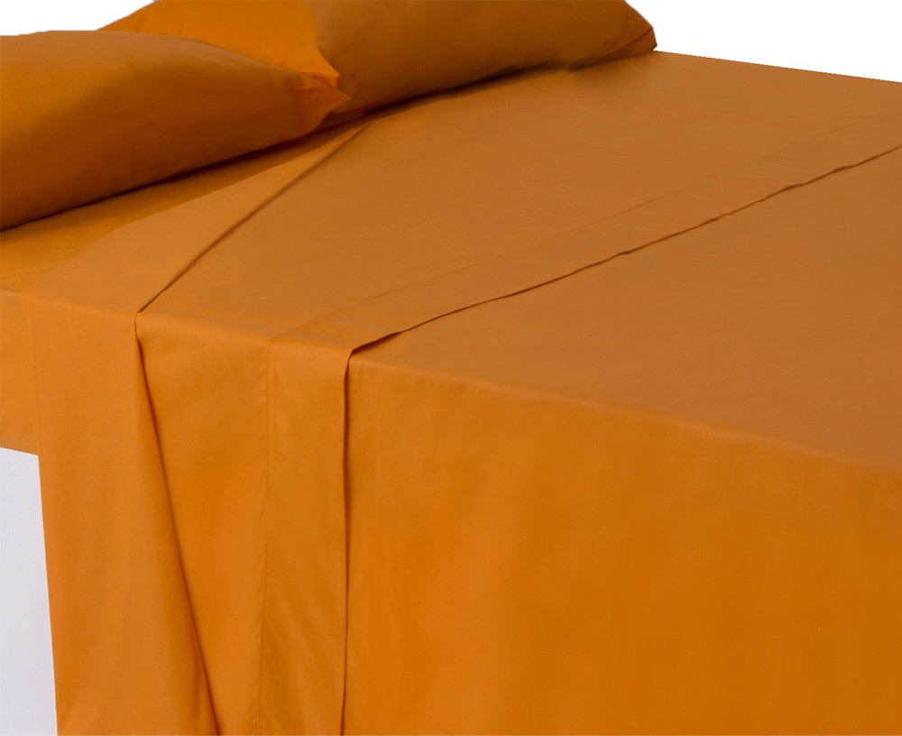 Sábana encimera naranja cama 150 cm